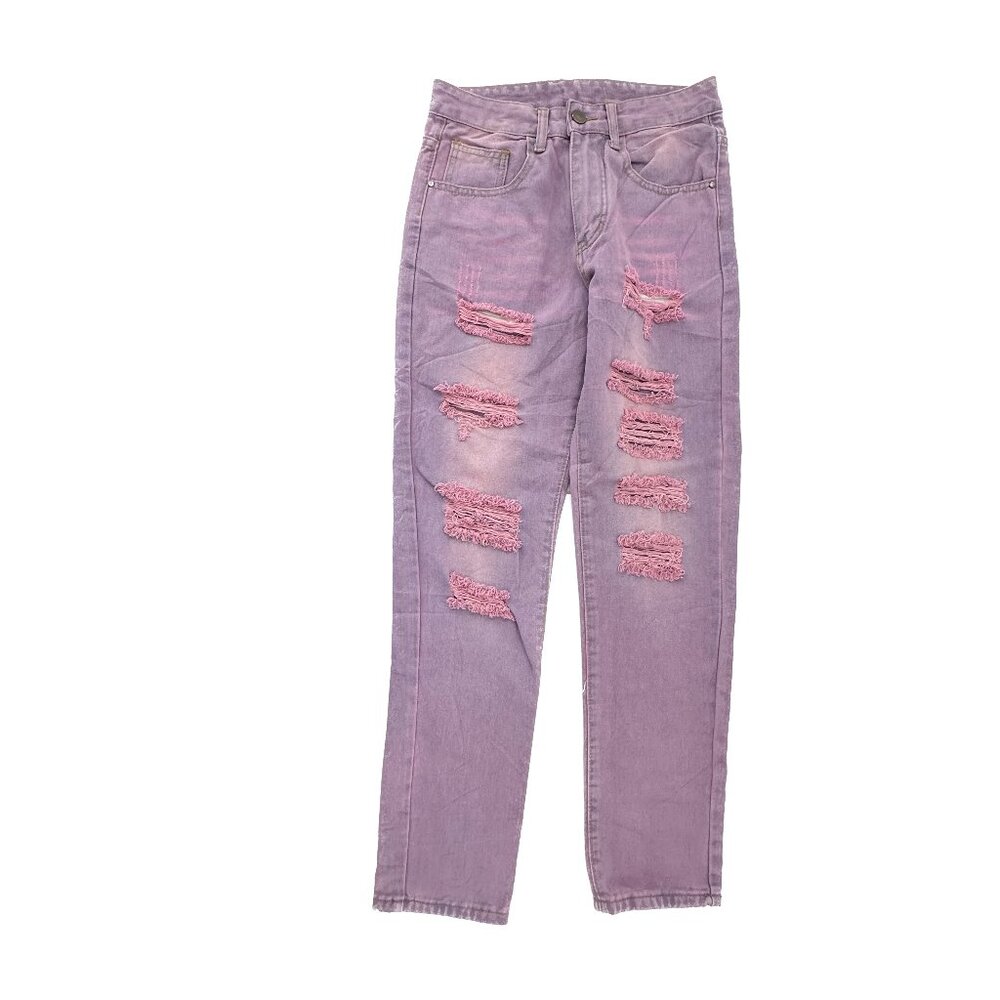 Unbranded Distressed Straight‎ Women's size 28 Purple Denim Jeans